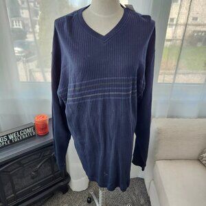 NATURAL LIFE Mens Sweater XXL navy Pullover Knit Long Sleeve Crew Neck Cotton C4